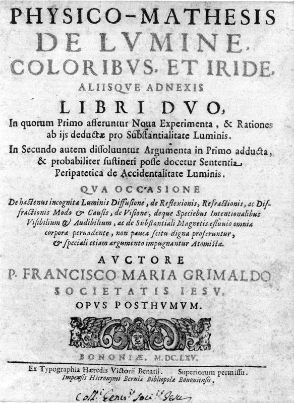 La scoperta della diffrazione ottica - 1665