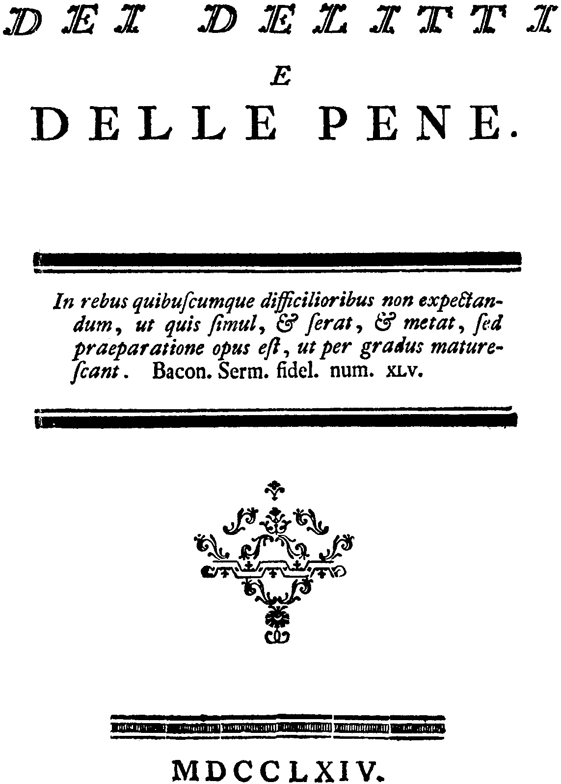 Il maggior contributo italiano al pensiero illuminista europeo - 1764