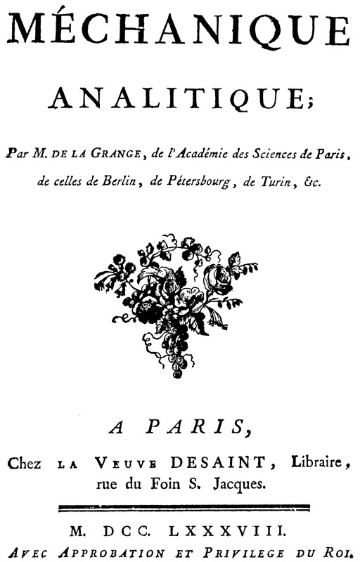 Il più importante trattato di meccanica dopo Newton - 1788